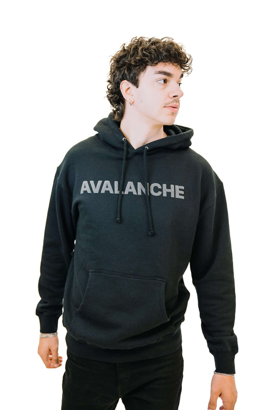 Man wearing Avalanche Essentials Hoodie front view