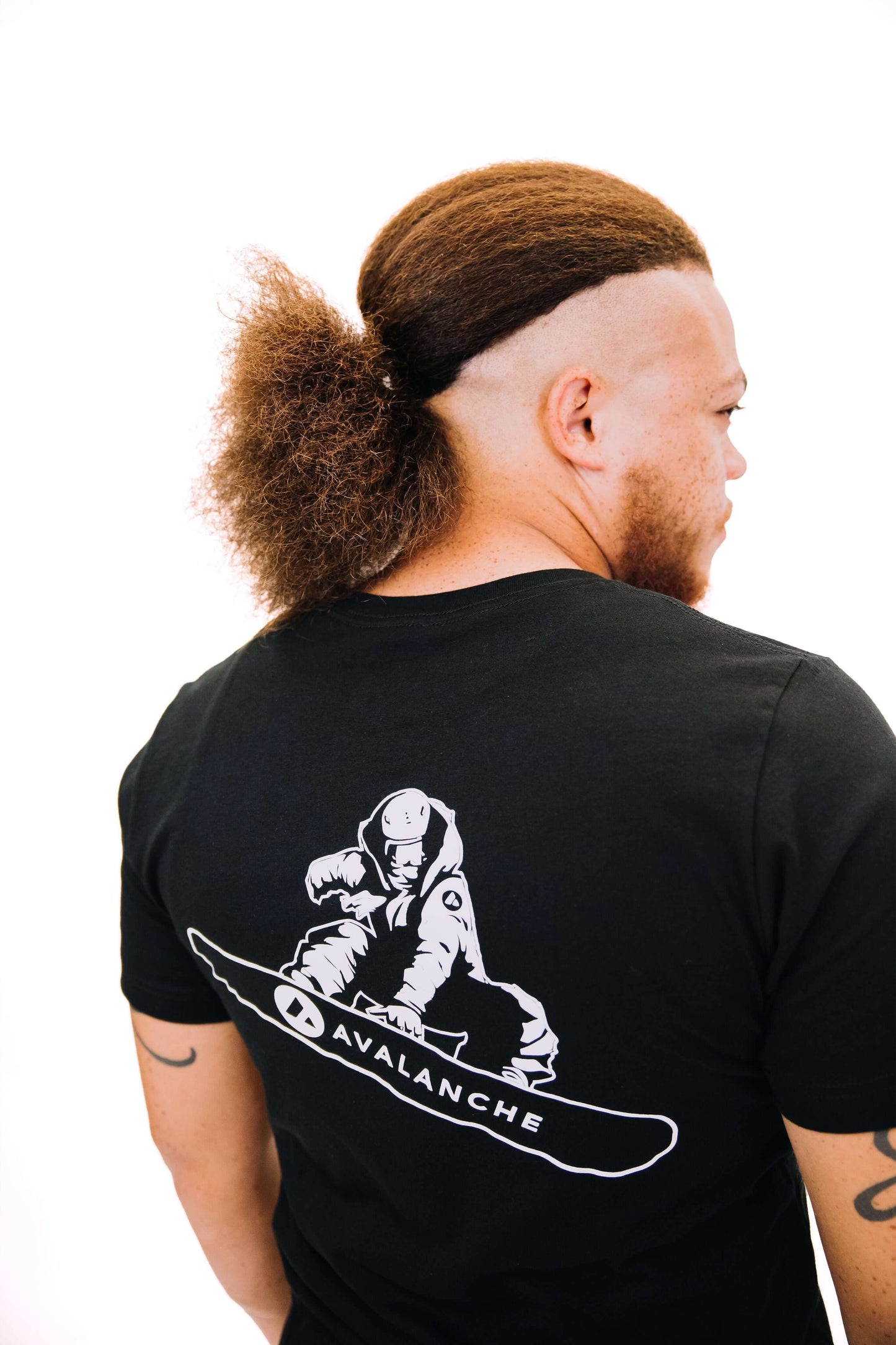 Man wearing Avalanche T-Shirt back view